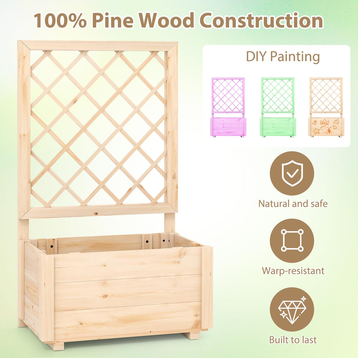 Lucktree Raised Garden Bed with Trellis (1/2)