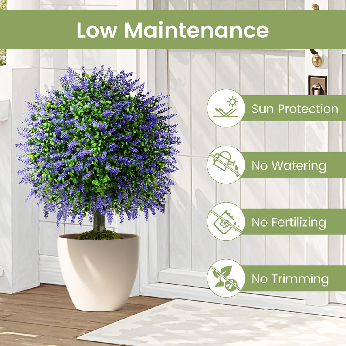 Lucktree 22'' Artificial Wisteria Topiary Ball Tree with Vivid Wisteria