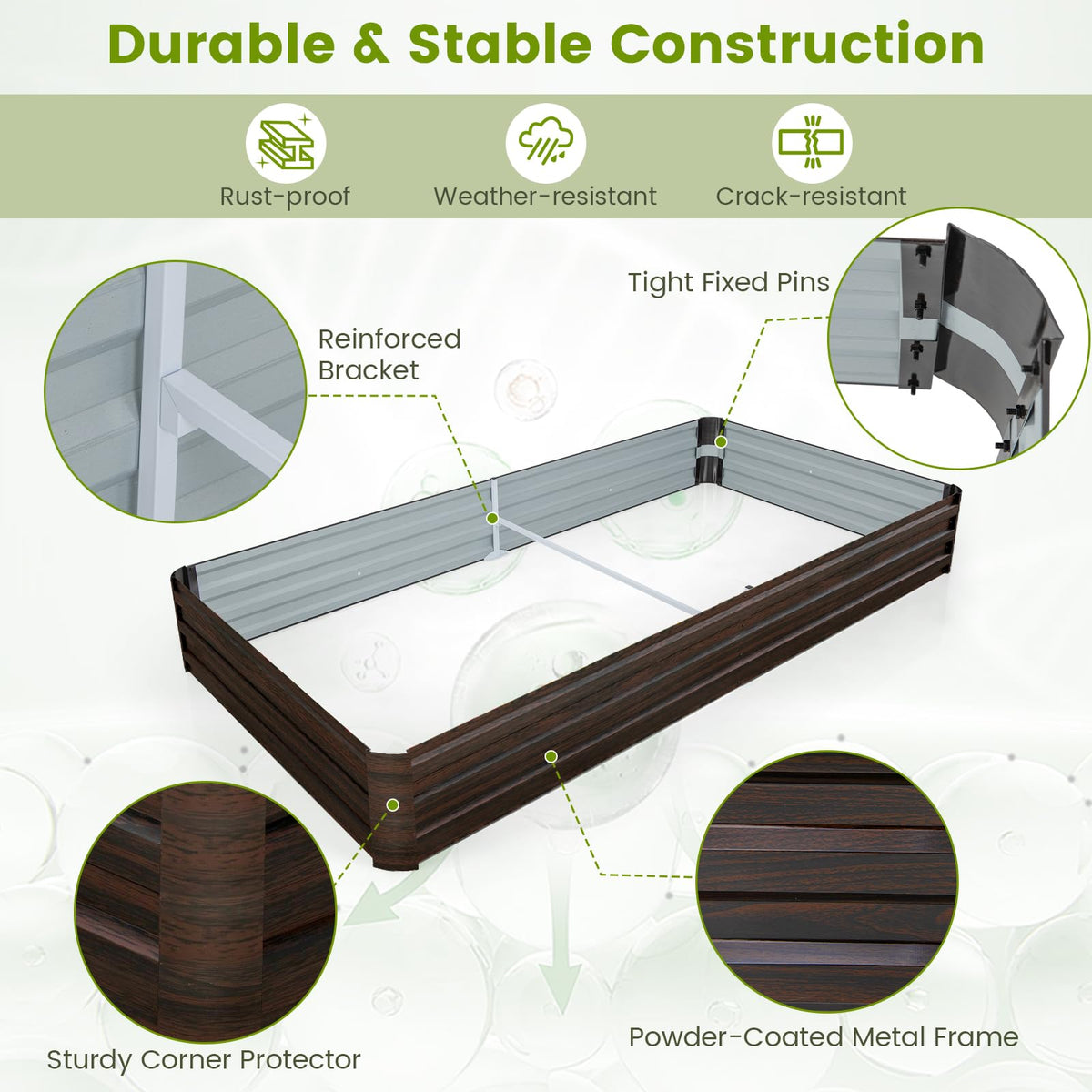Lucktree 8x4x1ft Metal Raised Garden Bed, Planter Box with Protective Edges