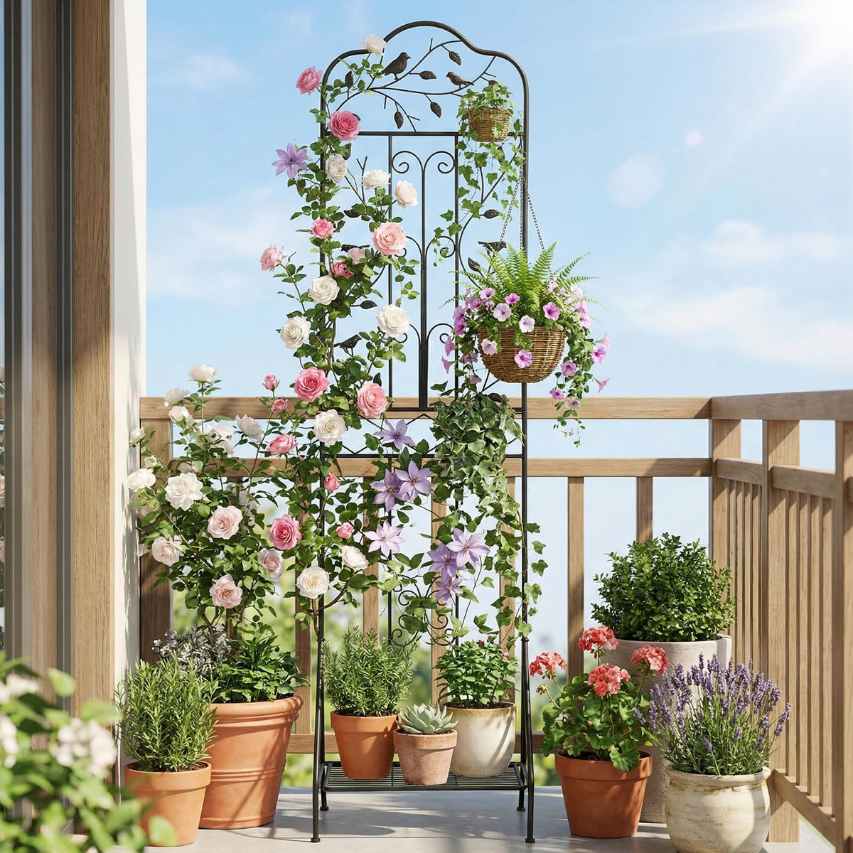 Lucktree Metal Garden Trellis for Climbing Plants