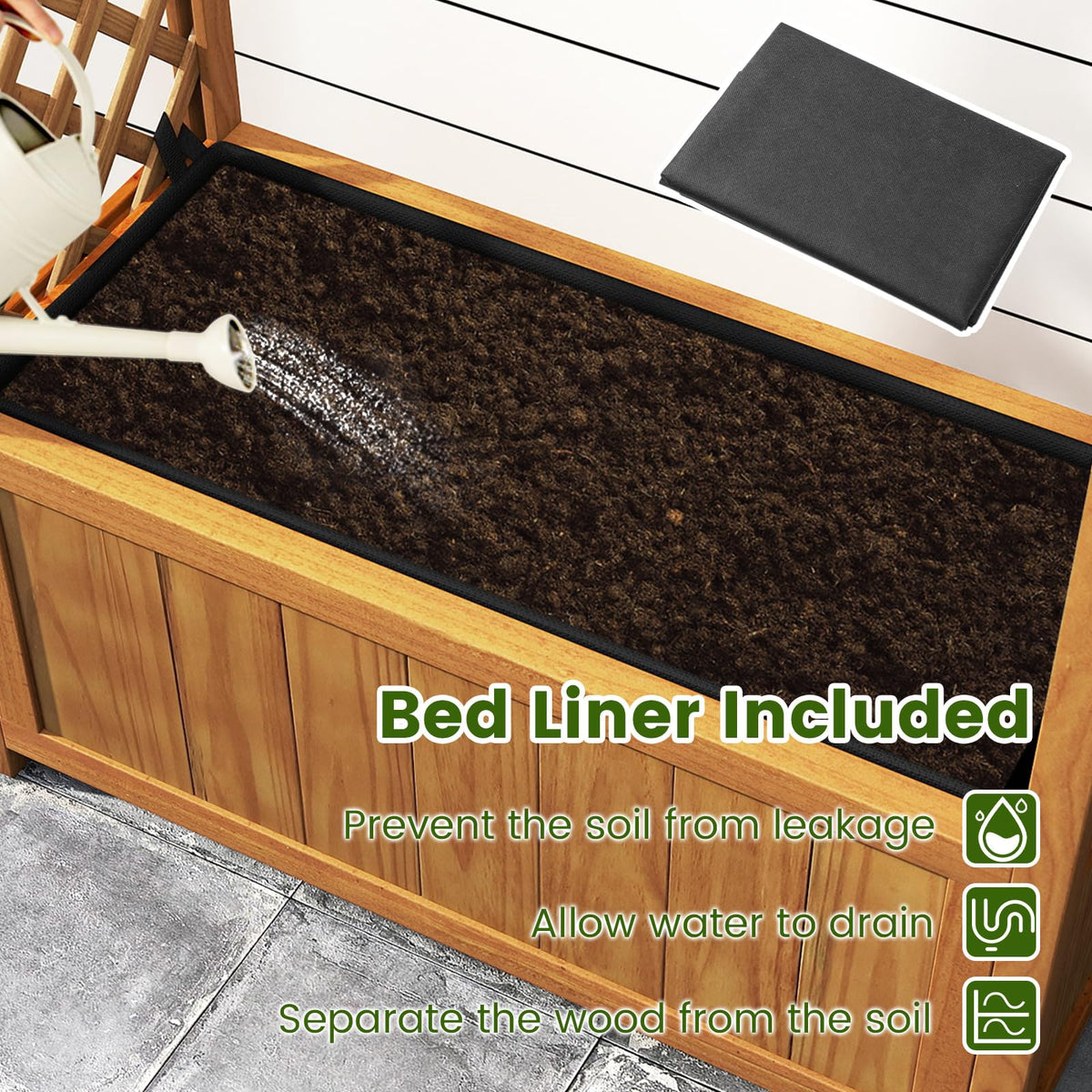 Lucktree Raised Garden Bed with Arch Lattice Trellis, for Climbing Vine Flower Vegetable
