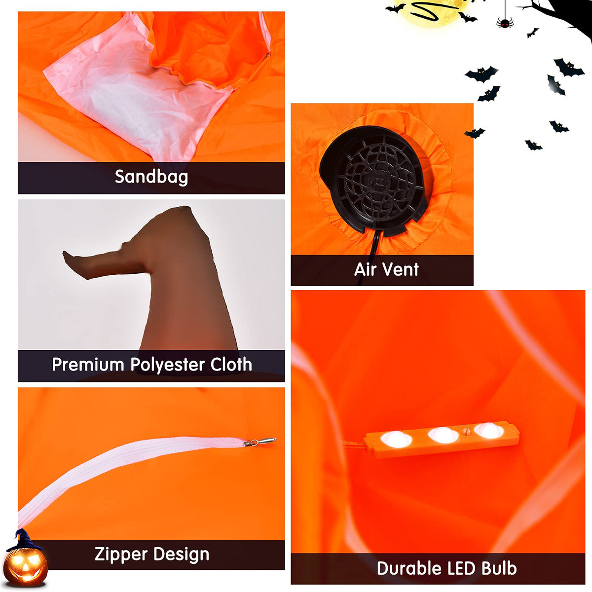 4 Ft Halloween Inflatable Pumpkin with Build-in LED Lights & Blower