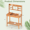 Lucktree Outside Solid Wood Potting Table with Flip-up Tabletop