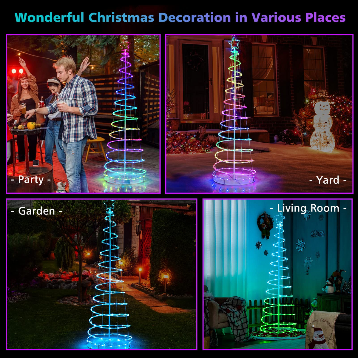 Lucktree 6 FT Spiral Christmas Tree, Outdoor Led Christmas Tree with 135 LED Lights - LucktreeUS