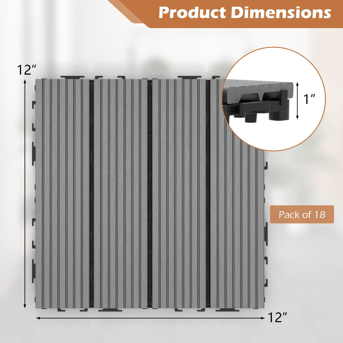 Lucktree Interlocking Deck Tiles 18/36 Pack - 12 x 12 in Composite Outdoor Flooring Covering All Weather Use