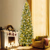 Lucktree 6ft / 7.5ft / 9ft Pre-Lit Pencil Christmas Tree with Flocked Frosted Tips & LED Lights