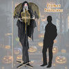 Lucktree 8.2 FT Halloween Standing Witch, Poseable Halloween Animatronic Prop with Light up Eyes