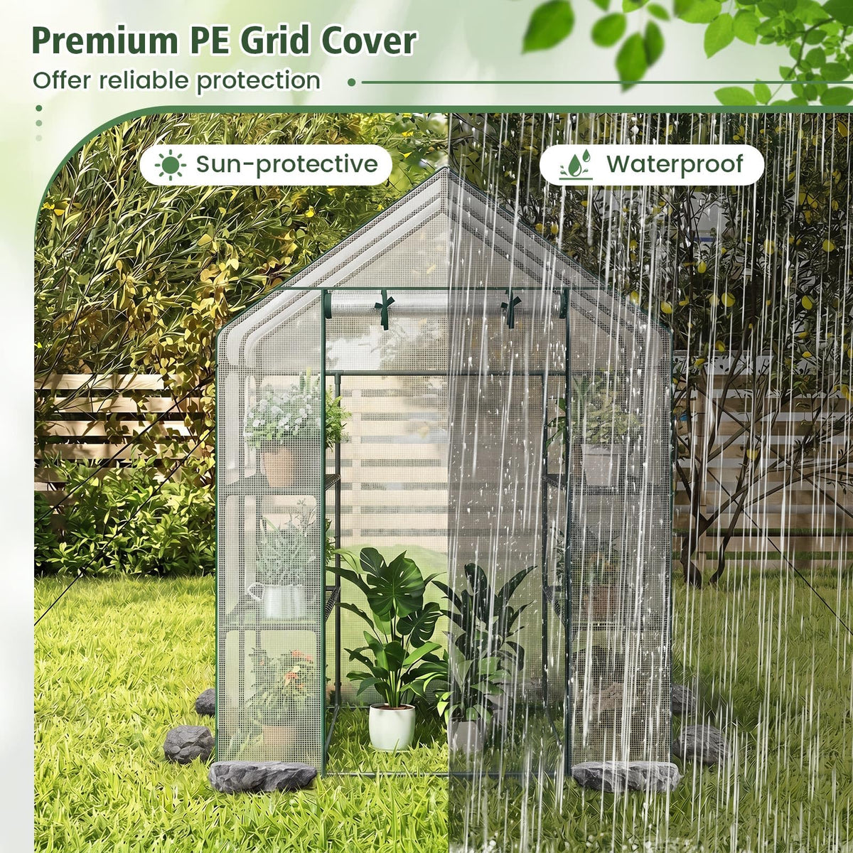 Lucktree 57”L x 57”W x 77”H Walk-in Greenhouse for Outdoors