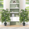 Lucktree Artificial Bamboo Tree, 50" Tall Set of 2 Fake Bamboo Plant with 3 PE Bamboo Trunk & Flush Leaves
