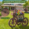 Lucktree Wooden Wagon Planter with Wheels for Patio Backyard Balcony