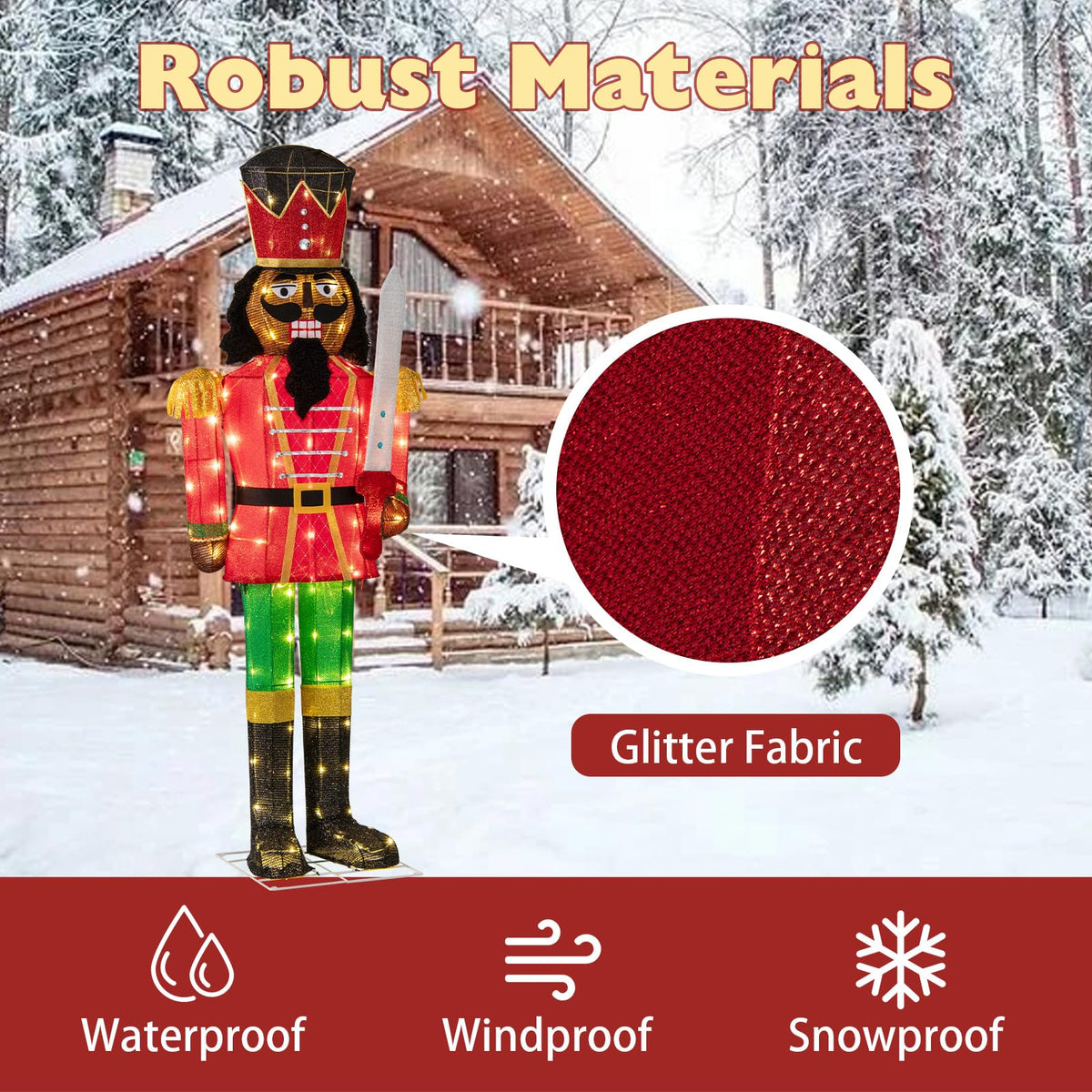 Lucktree 5 FT Lighted Christmas Nutcracker with Glitter Sword