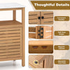 Lucktree Outdoor Potting Bench Acacia Wood Large Planting Workstation with 2-Door Storage Cabinet