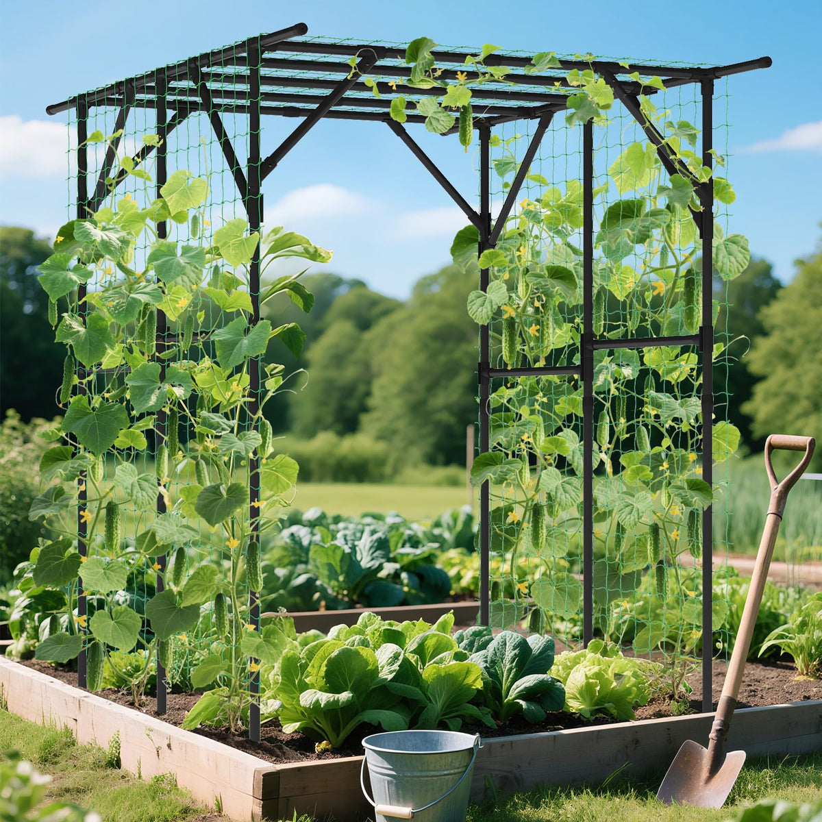 Lucktree Outdoor Grape Vine Trellis for Climbing Plants 79" x 59" x 78" Large Garden Arch