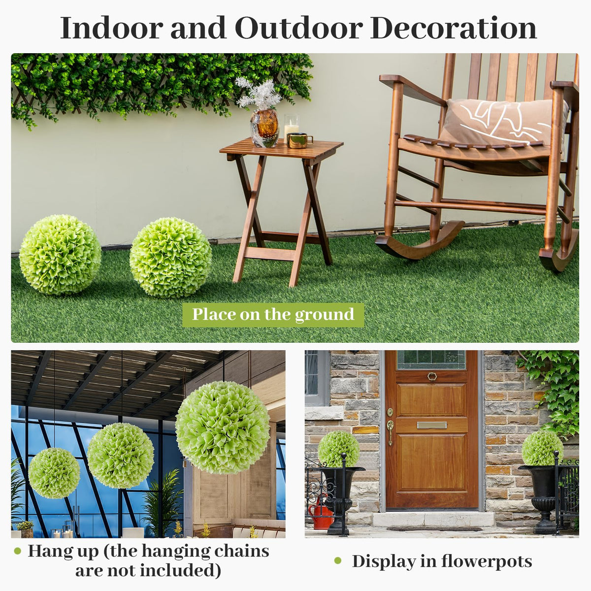 Lucktree 11 Inch Topiary Balls Artificial Outdoor Set of 2, Faux Boxwood Ball, Fake Plant Sphere