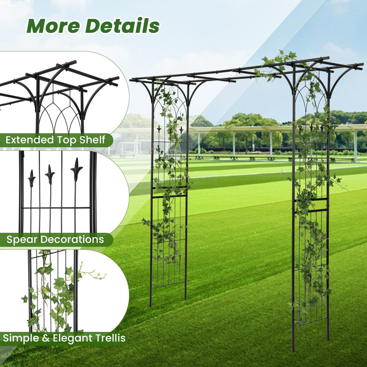 Lucktree Garden Arch Trellis - 81''H x 81''W Metal Garden Arbor