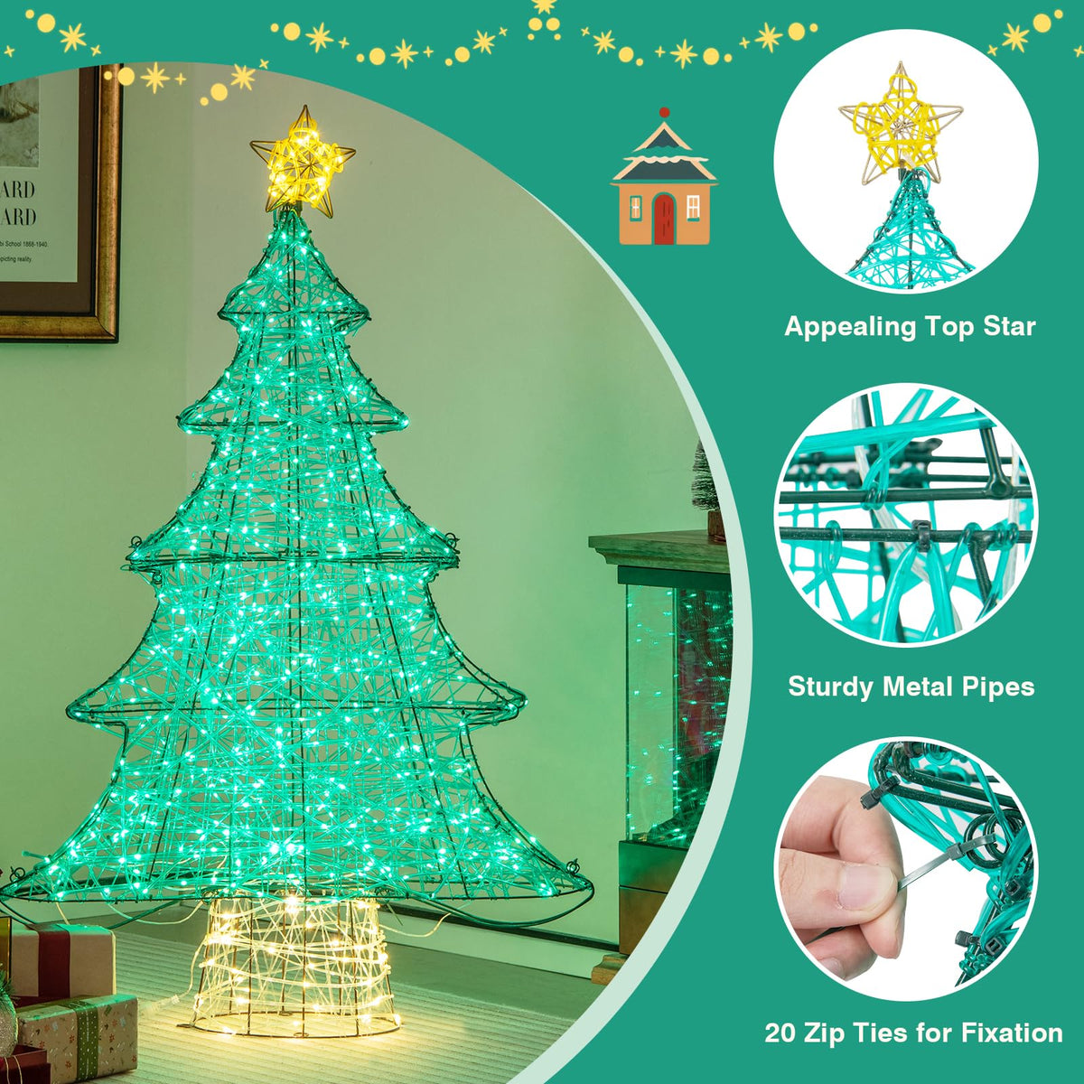 Lucktree 4 FT Lighted Artificial Christmas Tree