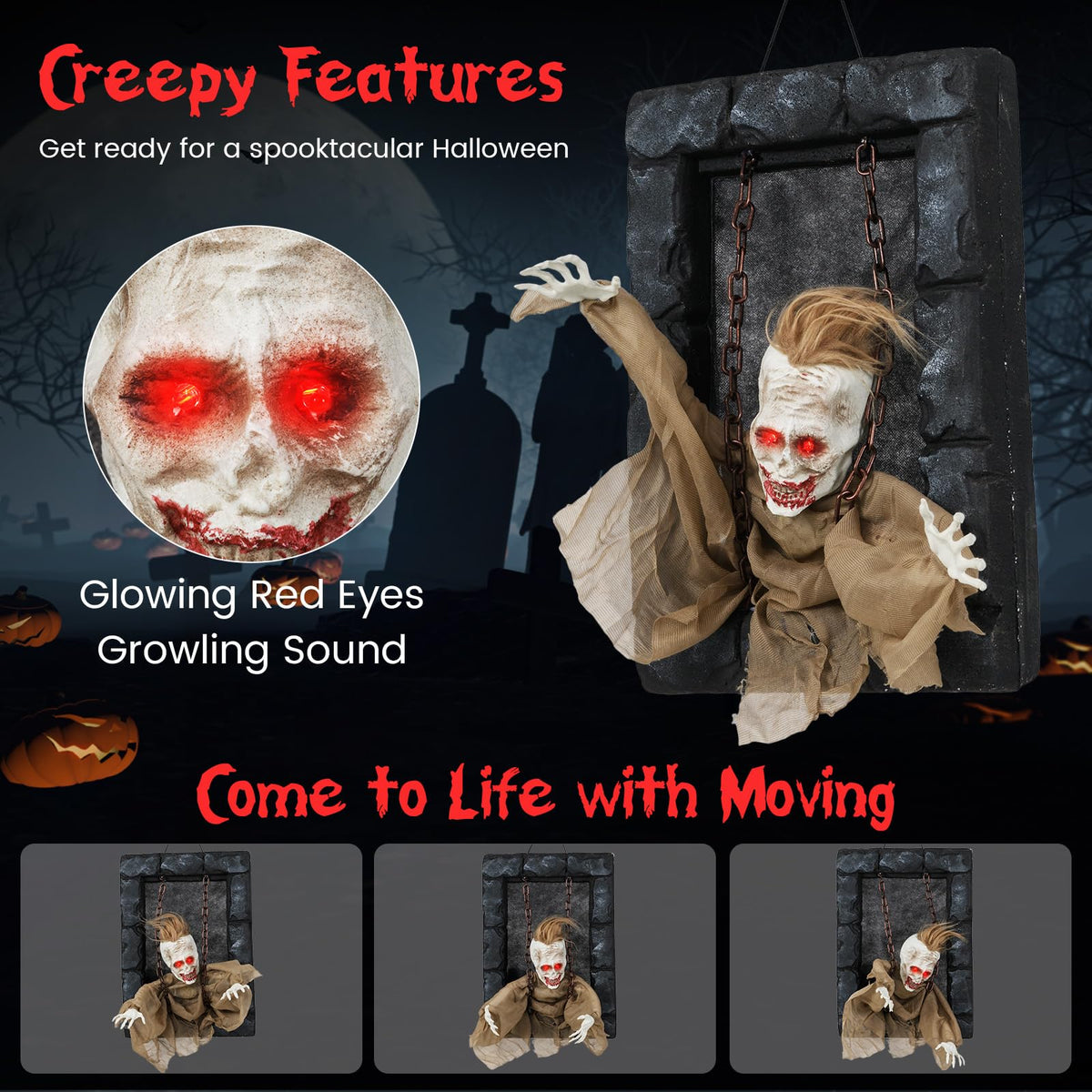 Lucktree Animated Halloween Decoration, Zombi Prisoner