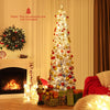 Lucktree 6FT / 7FT Blue Gradient Snow Flocked Christmas Tree with Warm White LED Lights