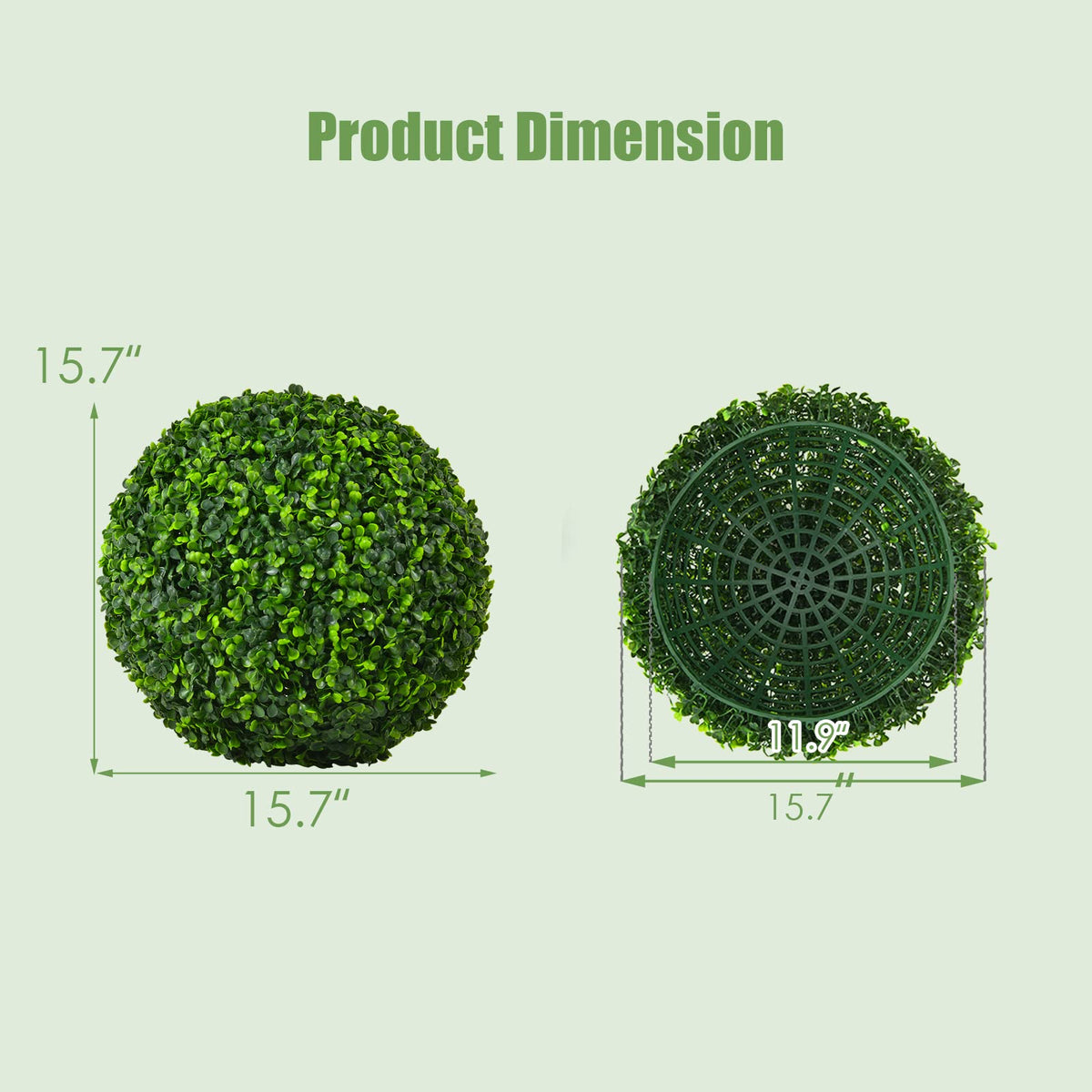 16in Artificial Boxwood Topiary Ball Set of 2 Realistic Faux Plants Decoration Ball