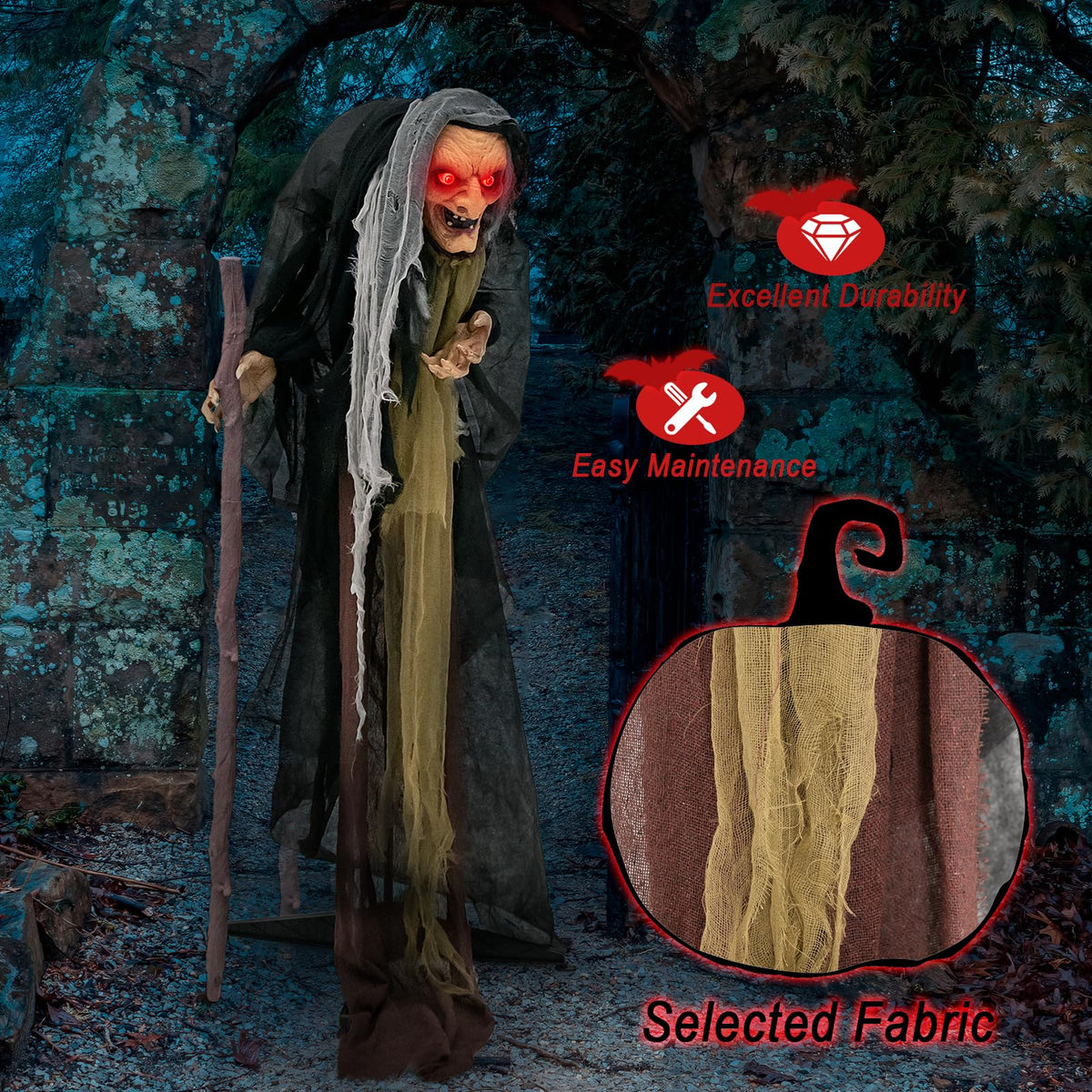 Lucktree 5FT Halloween Animated Standing Witch
