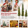 Lucktree 3' 4' 5' Pre-Lit Artificial Christmas Tree Set of 3, Slim Pencil Potted Xmas Tree with 423 Branch Tips, 230 Warm White LED Lights