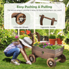 Lucktree Wooden Wagon Planter Raised Bed on Wheels, Handle, Drainage Hole