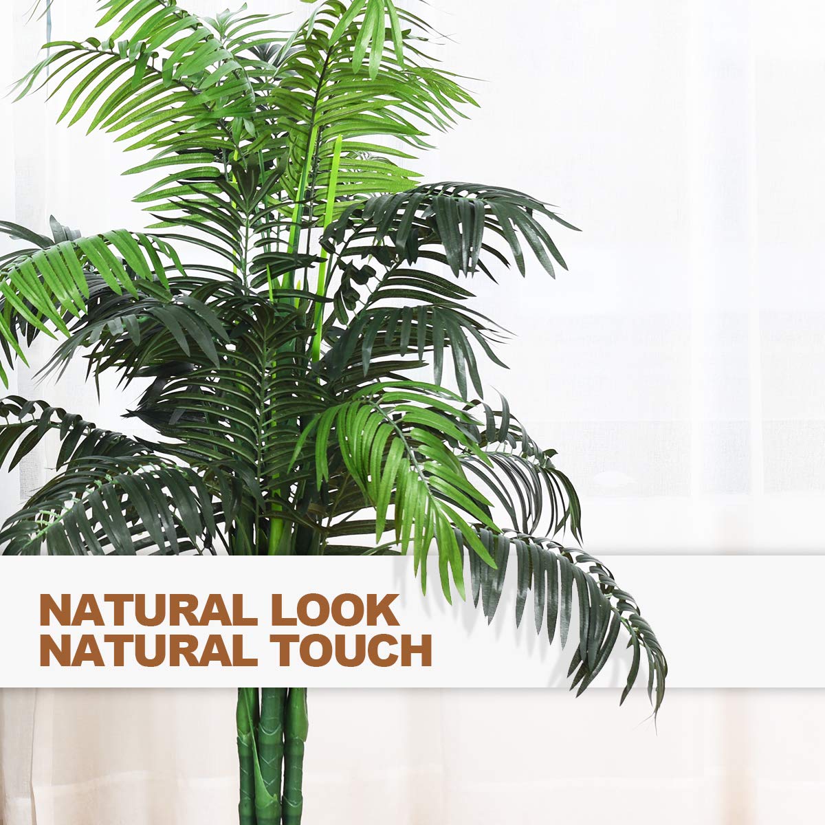 Lucktree 3.5 Feet Tall Potted Artificial Palm Tree for Indoor Outdoor