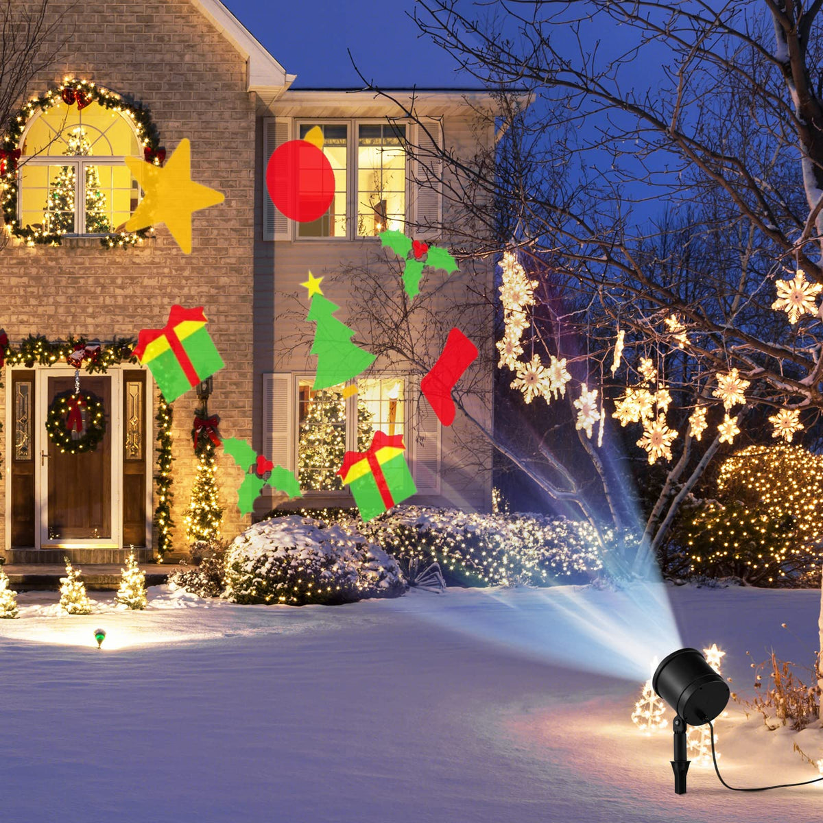 Lucktree Christmas Projector Lights Rotating Projection Lamp with 65° Adjustable Angle