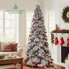 Lucktree 9 FT Pre-Lit Snow Flocked Drooping Christmas Tree with Quick Power Connectors