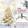 Lucktree Pre-Lit Snow Flocked Christmas Tree, Artificial Hinged Xmas Tree with Branch Tips, PE & PVC Mixed Leaves