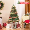 Lucktree Pre-Lit Fiber Optic Christmas Tree, Artificial Snowy Xmas Tree with Warm White LED Lights