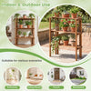 Lucktree 3-Tier Foldable Solid Wood Indoor Outdoor Flower Pot Display Rack