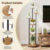 Lucktree 57'' Tall Plant Stand Indoor with Lights & Wheels