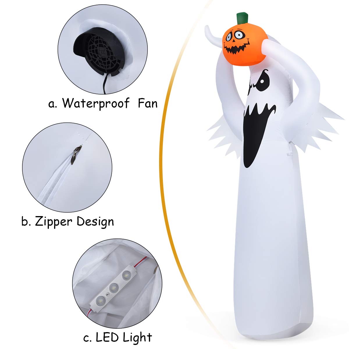 Lucktree Halloween Decorations, Halloween Inflatable Ghost With Led Lights