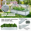 Lucktree Galvanized Steel Raised Garden Bed with Mini Greenhouse, Outdoor Metal Planter Box Kit with Large Roll-up PVC Cover