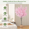 Lucktree 6.5FT Artificial Cherry Blossom Tree, Pink Fake Flower Tree, Faux Floral Plant Blooming Tree in Cement Pot