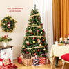 Lucktree 7ft Pre-Lit Christmas Tree, Artificial Hinged Xmas Tree with 250 Warm White LED Lights