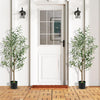Lucktree 4.5ft Artificial Olive Tree, Tall Fake Potted Olive Silk Tree with Realistic Fruits, 2 Pack