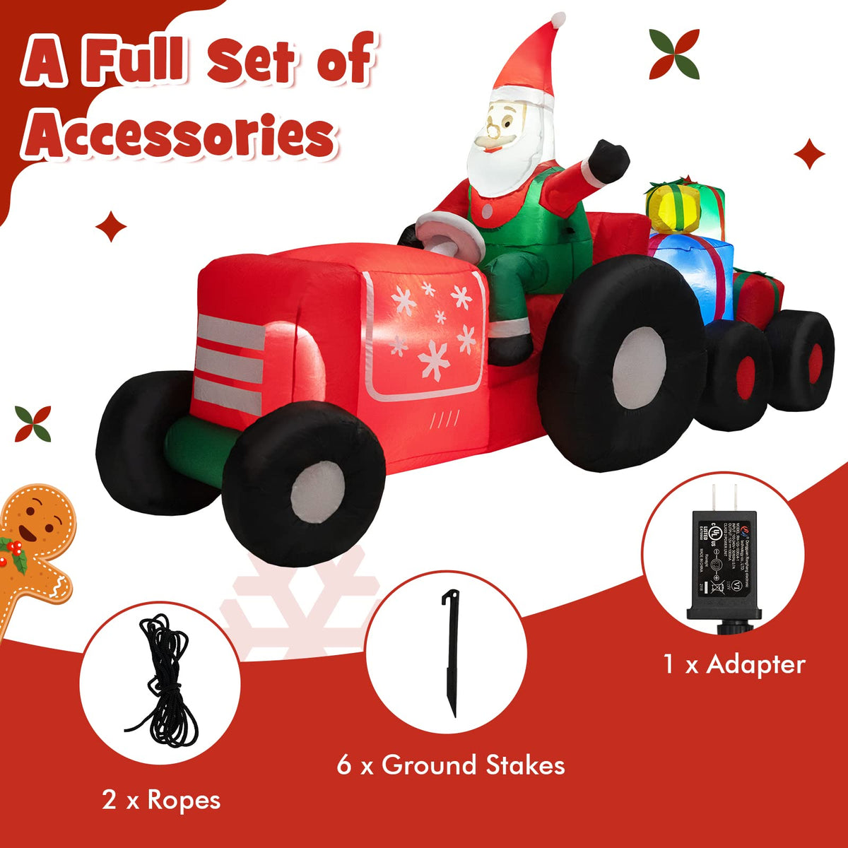 Lucktree 9 FT Christmas Inflatable Santa Claus on Truck with Gift Boxes, with Built-in LED Lights & Waterproof Fan
