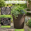 Lucktree Set of 2 Plastic Planters | 15 Inch & 11.5 Inch Taper Rattan Planters with Drainage Holes