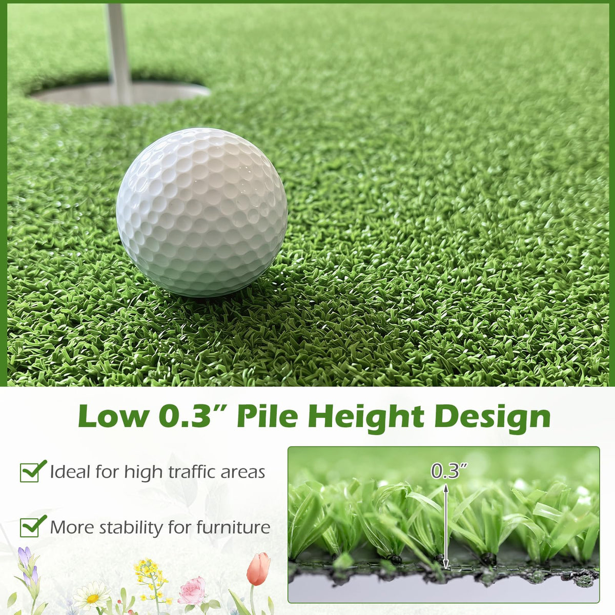 Lucktree 10 FT x 6.5 FT/8 FT x 5 FT Artificial Turf Rug