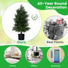 Lucktree 31.5'' Artificial Cedar Topiary Trees for Outdoors, Potted Fake Cypress Trees with Cement Plastic Pot
