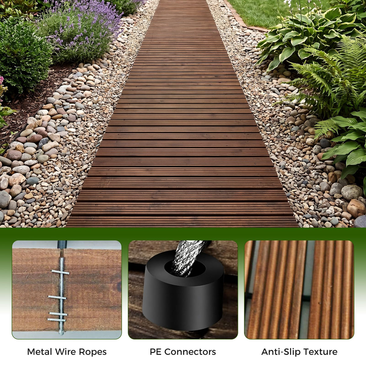 Lucktree 12 FT Wooden Garden Pathway (1/2)