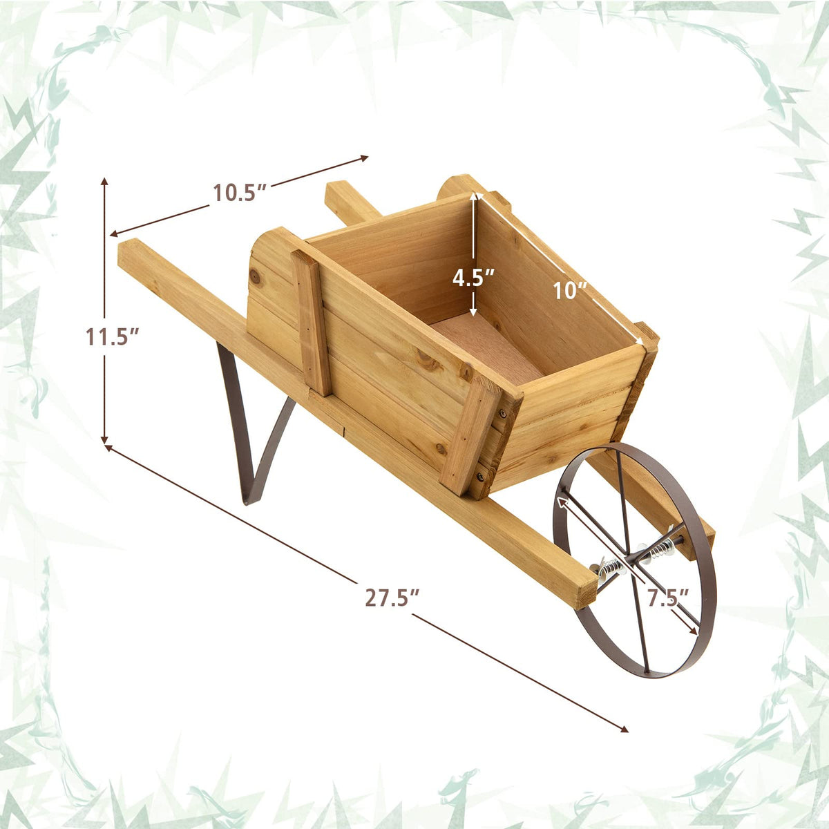 Lucktree Wooden Wagon Planter, Small Wheelbarrow Wagon Flower, Indoor & Outdoor Raised Bed