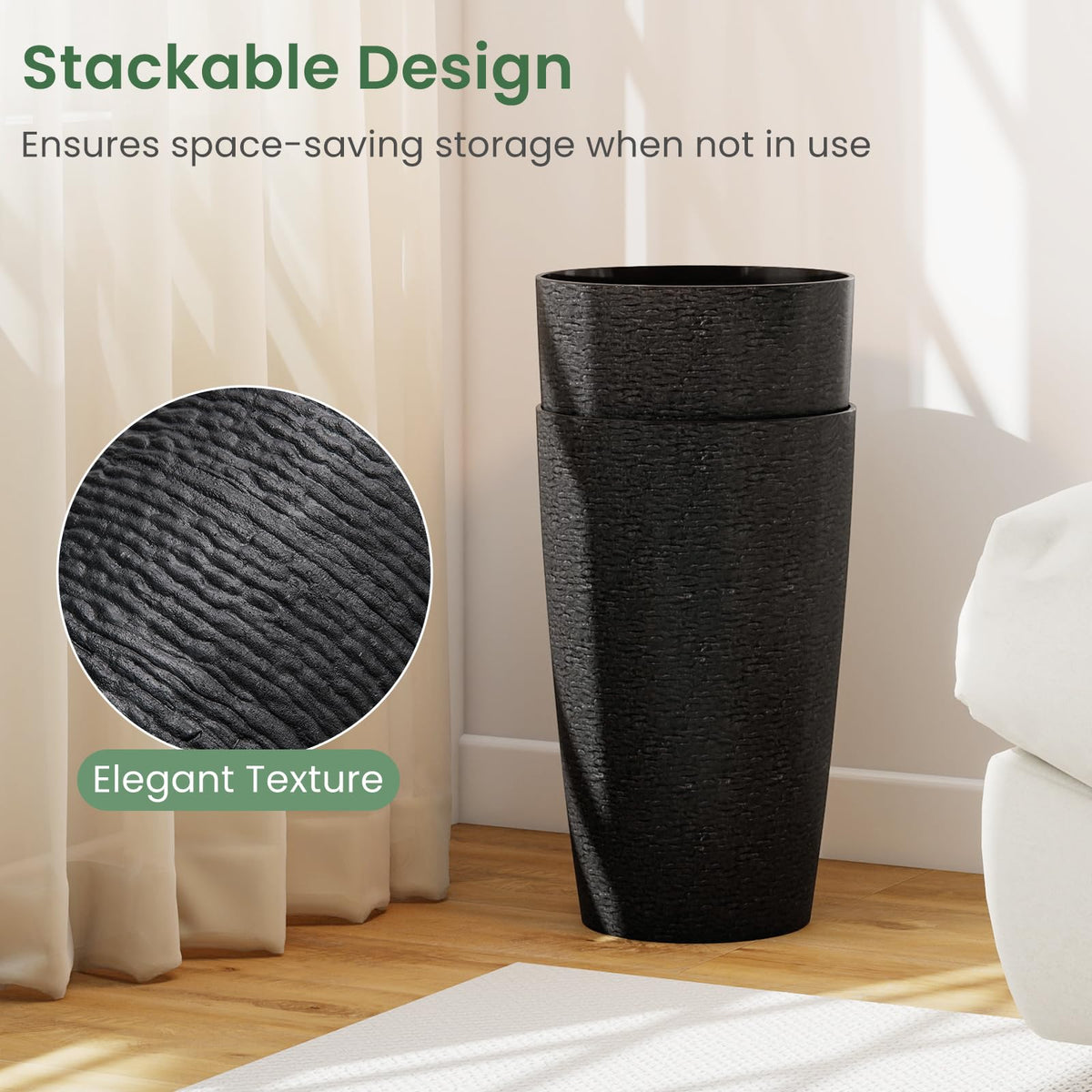 Lucktree 21” Tall Round Tapered All Weather Flower Pots Set of 2