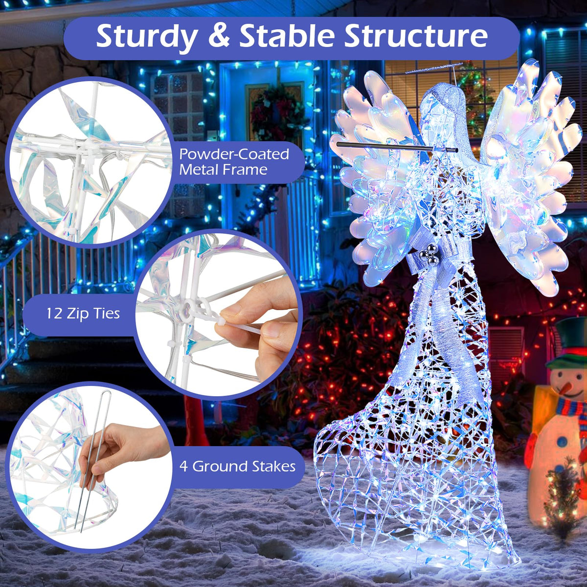 Lucktree 5.2 FT Christmas Lighted Iridescent Angel