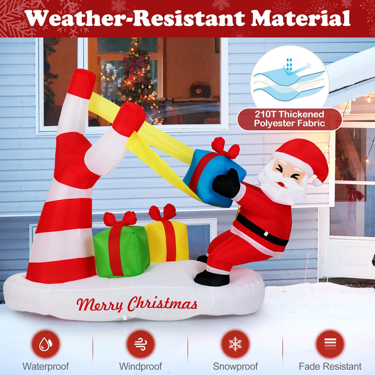 Lucktree 7 FT Christmas Inflatable Santa Outdoor Decoration