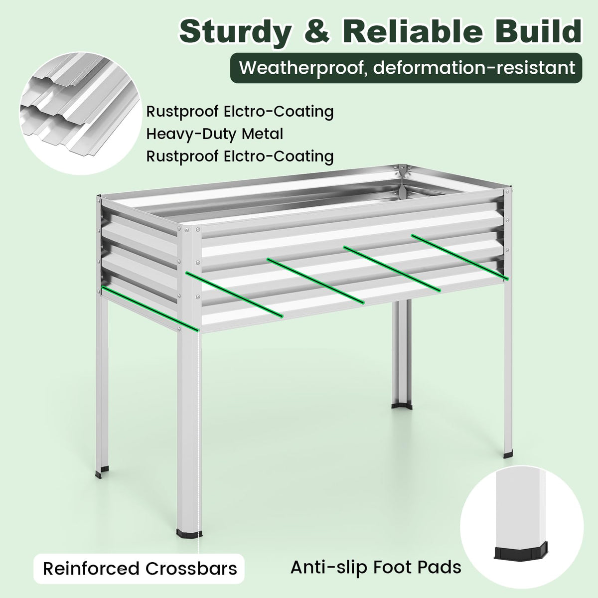 Lucktree Raised Garden Bed with Legs & Greenhouse Cover (1/2)