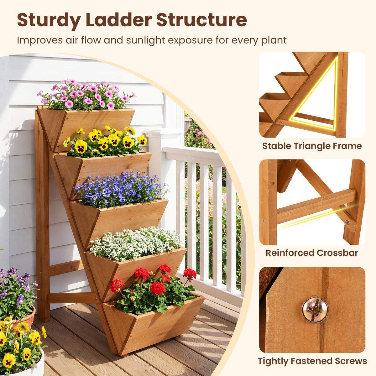 Lucktree 5-Tier Wooden Vertical Raised Garden Bed