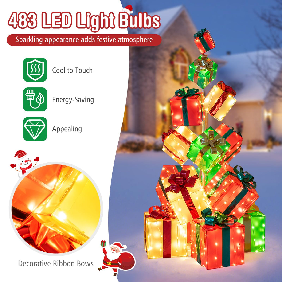 Lucktree 5.6 FT Pre-Lit Gift Box Tower